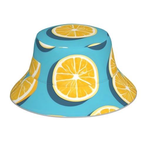 YYHWHJDE WHJSHOP Chapeau cloche réfléchissant imprimé à coins de citron respirant pour homme et femme pour voyage, camping