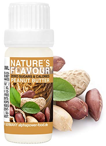 ALPHAPOWER FOOD Aromas alimentarios por repostería y bebidas I 10ml Vegano, Mantequilla de cacahuete 100% naturales con Sabor Premium I saborizante sin azucar - Flavdrops, Flavor Drops liquida