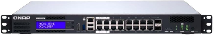 QNAP QGD-1602P-C3758-16G 18 Port Smart Edge PoE Switch with 2.5GbE and 10GbE Capability, Intel Atom C3758 CPU, 16gb ram