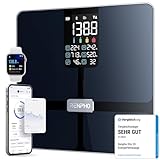 RENPHO Körperfettwaage mit großem Display, Personenwaage Ultrapräzise Waage mit Körperfett und Muskelmasse, Trend, Smart Waage Personen mit App, ITO Körperwaage, Schwarz, Elis 2X