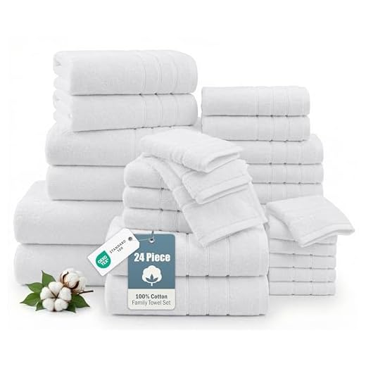 24 Piece Towels for Bathroom – 100% Cotton Bath Towel Set, 2 Bath Sheet, 2 Bath, 2 Gym Towel, 4 Fingertip, 6 Hand, 8 Washcloth, Ideal for Hotel & Everyday Use, Remains Soft After Every Wash – White