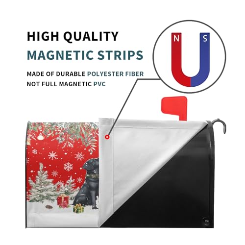 Image of Christmas Dog Mailbox Cover with Magnetic 25.5x21 Inch Xmas Puppy Trees Winter Snowflakes Waterproof Mailbox Wrap Letter Post Cover Large Size for Garden Yard Outdoor New Year Decor