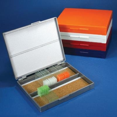 Globe Scientific 513079AST ABS Plastic Slide Storage Box for 100 Slides, Cork Lined, Assorted