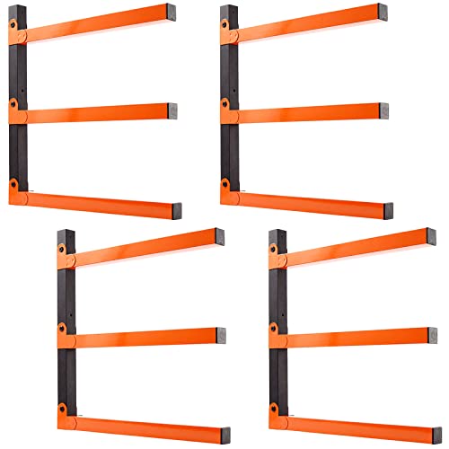 Lumber Storage Metal Rack, 3-Level Wall Mount Wood Rack Organizer Multipurpose Wood Storage System For Woodworking Shop, Garage Storage Indoor & Outdoor (4 Pack) #TOP28