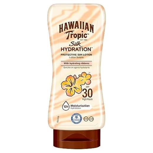 Hawaiian Tropic Silk Hydration Protective - Loción Solar Protectora con Cintas de Seda Hidratantes y Resistente al Agua, Protección Alta, SPF 30 - Formato: 180 ml