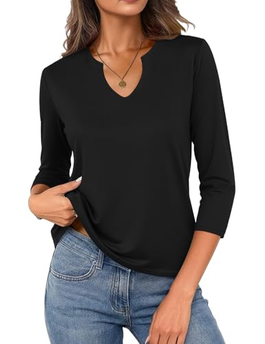 JUSTFASHIONNOW Women's 3/4 Sleeve Cotton V Neck T-Shirt Tops - image 1