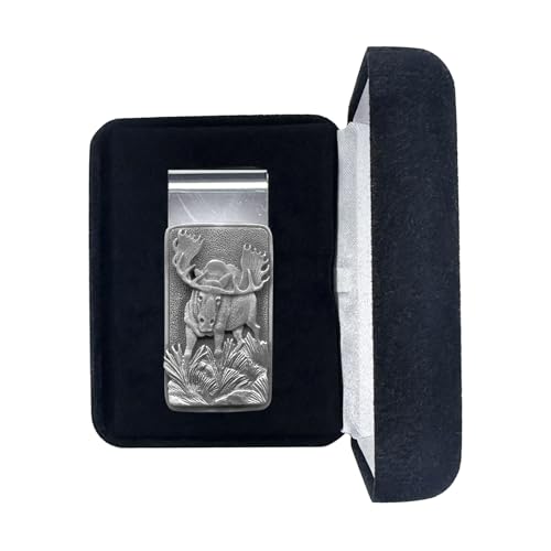 Moose Money Clip | Durable Money Holder | Intricately Crafted Metal Pewter Elk Inlay