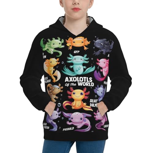Axolotls Riding A Capybara Hoodie Youth Hooded Sweatshirt 3D Digital Printed With Pockets Tops3