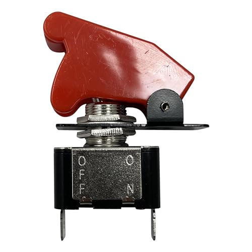 Sherco-Auto Heavy Duty Metal Toggle Switch 10A 12V with Red Flip-Up Cover - Made in USA with All-American Materials