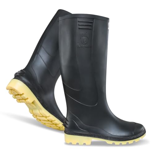 CROYDON Black Titan PVC Rain Boots Waterproof for Gardening | Fishing | Farming | Agriculture | Multi-Season | Durable Slip Resistant Knee Boots