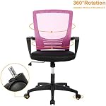 Meet perfect Bureau Chair, Mid Back Mesh Lombar Support Accueil Bureau Ordinateur Chair Swivel Task Chair , Ergonomic Executive Chair on Rolling Wheels Hauteur réglable pour les hommes Femmes Back Pain-Pink