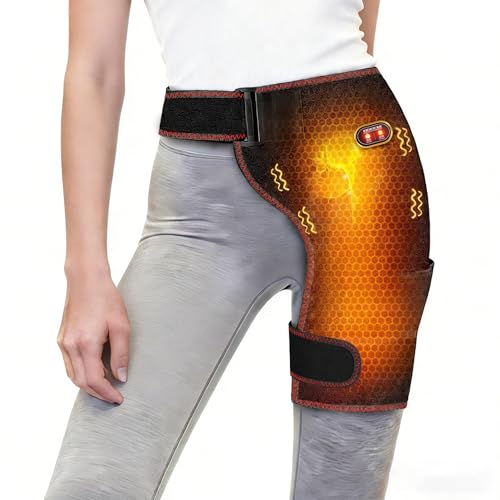 Hip Heating Pad with Massage Hip Massager for Sciatica & Hip Pain Relief Portable Electric Heating Pad for Men Women Hip Support Brace for Sciatic Nerve Hamstring Thigh & Hip Bursitis Discomfort