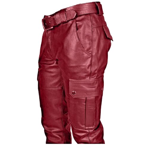 evzosrz Men's Faux Leather Pants Motorcycle Slim Fit Goth Steampunk Pants Sports Street Fall Winter Fashion Trousers2