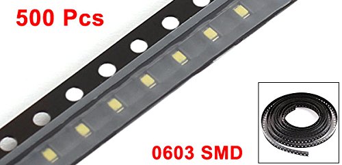 sourcingmap 500 Pcs Superbright 0603 Surface Mounted Devices White LED Light Emitting Diode DC 2.7-2.8V, White (500pcs) - Image 4
