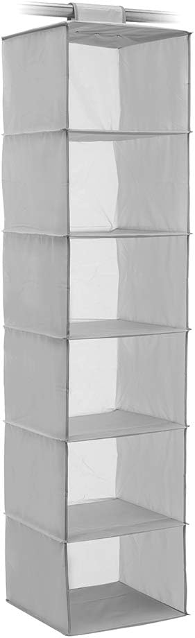 Addis 518142 Home Wardrobe Hanging Storage Organisation 6 Shelf Compartment Shoe Clothes Shelving Unit, Grey