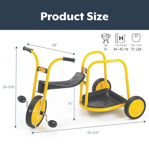 Image of Angeles MyRider Kids Tricycle, Toddler Tricycle with Solid Airless Rubber Tires, Kids Bike for Preschools and Daycare, Chariot Bike for Ages 3+, 15 inch Tall Seat