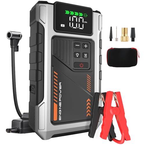 Eigotrav Booster Batterie Voiture avec Gonfleur Puissant 6000A Fonction de Gonflage des Pneus 150PSI...