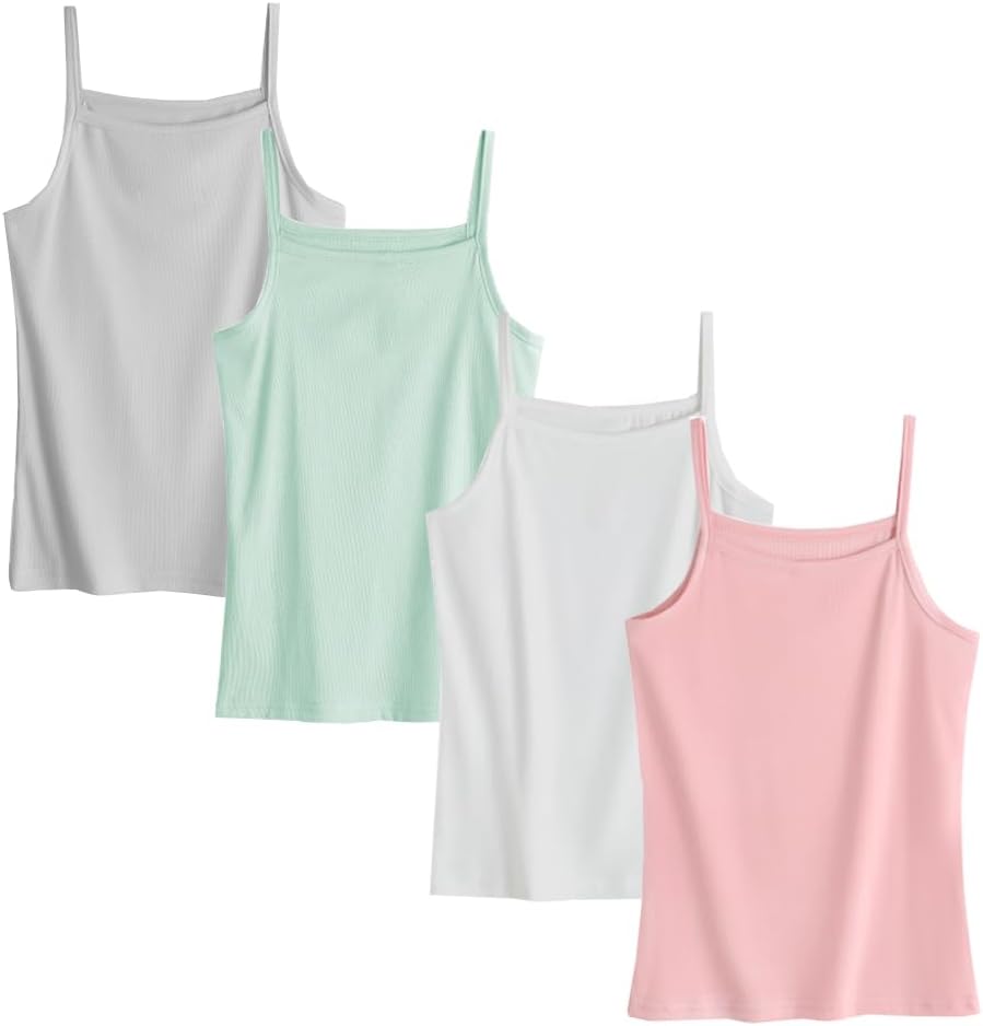 Toddler Girl's Cotton Camisole Undershirts 3-4 Pack Cute Printed Tank Top Camis for 2T-7T