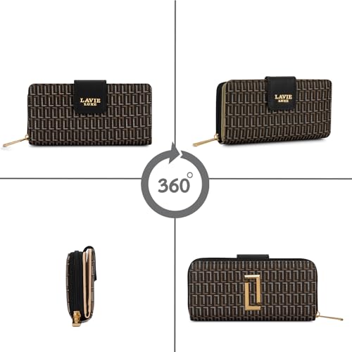 Image of Lavie Luxe Women's Mono Mia25 Bifold Zip Wallet |Gift For Ladies