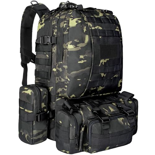 Wiserset Taktischer Rucksack, 60L Militär Armee Rucksack, großer Survival Molle Tagesrucksack für...