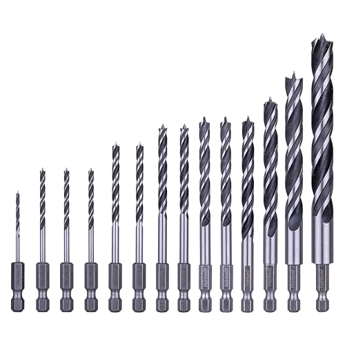 NordWolf 14-Piece Metric Brad Point Wood Drill Bit Set for
