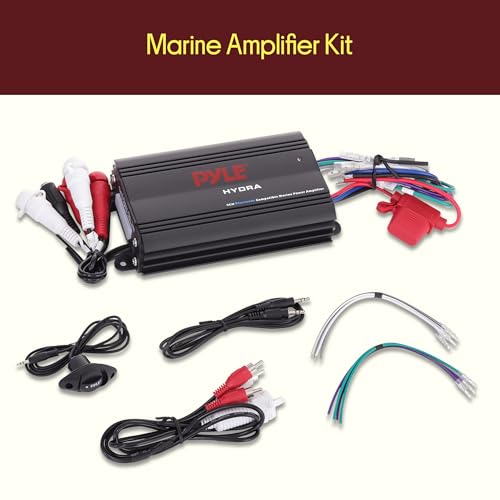 Image of Pyle 200W RMS 4-Channel Marine Amplifier - Bluetooth Wireless Audio Streaming - Waterproof - Full Range Stereo w / RCA - High Crossover HD Music - Multi-Channel System - Compact & Powerful - PLMRMB4CB