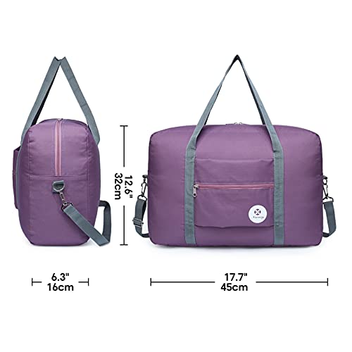 Narwey For Spirit Airlines Foldable Travel Duffel Bag Tote Carry on Luggage Sport Duffle Weekender Overnight for Women and Girls (3112 Purple ( with Shoulder Strap))