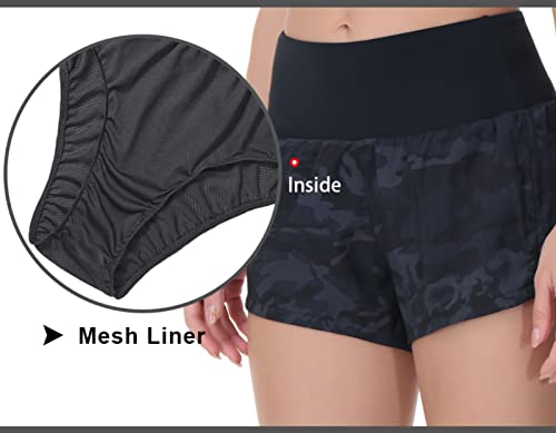 Image of THE GYM PEOPLE Womens High Waisted Running Shorts Quick Dry Athletic Workout Shorts with Mesh Liner Zipper Pockets
