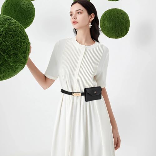 Image of Aurolran Women's Leather Belt with Buckle - Ideal for Dresses, Jeans, and Coats