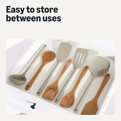 Amazon Basics Wooden Spoons & Cooking Utensils, 6-Piece Set, Acacia Wood, Pre-Oiled, Cookware-Safe, Ideal for Nonstick - image 6
