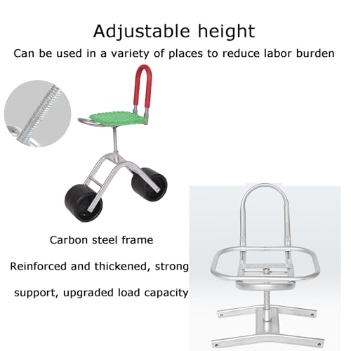 Sgabello da lavoro da giardinaggio con schienale pieghevole, sedile regolabile da giardino arrotolabile, altezza 36-48 cm, ideale per prato domestico e patio esterno