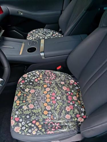 Image of Car Seats Cushions Vintage Green Floral Full Set Car Seats,Soft Seaweed Fiber Surface, Premium Latex Cotton Padding,Non-Slip All-Season Universal Car Seat Protector Pads, Fits All Vehicle Types