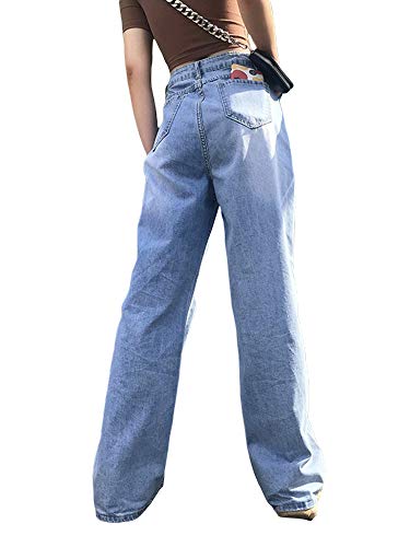 Jeans Donna a Gamba Larga Pantaloni Lunghi