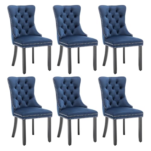 Eifizek Velvet Dining Chairs Set of 6, Tufted Dining Room