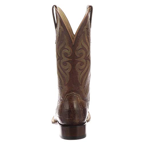 Lucchese Mens Roy Alligator Square Toe Casual Boots Mid Calf - Brown - Size 9 Ee #TOP2