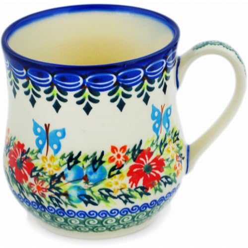 Taza de cerámica Polmedia Polish Pottery 13 oz con diseño Ring Of Flowers miniatura 3