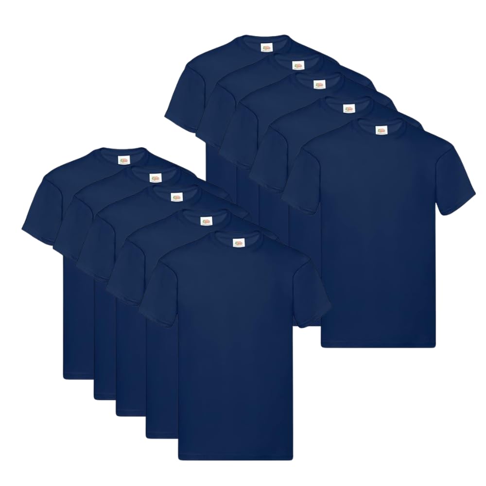 Generico Magliette Uomo Manica Corta 100% Cotone - Pacco da 10 T-Shirt Girocollo - Ideali per Stampa, Personalizzazione ed Uso Quotidiano