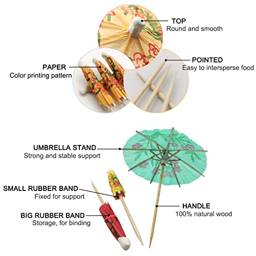 Blue Top Cocktail Umbrella Parasol Picks 4 Inch Pack 144 Assorted Colors,Drink Umbrella Toothpicks For Drink&Food, Decorative Toothpicks For Party,Hotel, Restaurant,Tiki Bar,Hawaiian Party,Labor Day #TOP3
