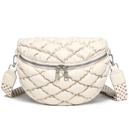 Eslcorri Crossbody Bags for Women - Fashion Sling Purse Shoulder Bag Fanny Pack Puffer Leather Causal Chest Bum Bag with Adjustable Wide Strap for Workout Traveling Running Shopping
