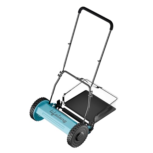 Image of Lifelong 16-Inch Manual Lawn Mower | 5-Blade Reel Mower with 30L Grass Catcher | Adjustable Cutting Height (0.5 to 1.5 Inch) | Heavy-Duty Grass Cutter Machine for Home & Garden