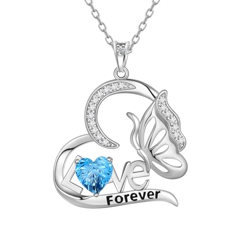 Pendentif papillon argent sterling 925 pierre de naissance étincelante