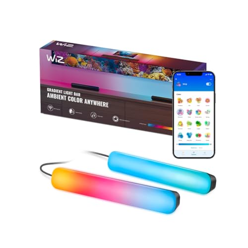 WiZ Gradient Light Bars - RGBIC zeigt mehrere Farben auf einmal an - Einfache Einrichtung, verbindet sich mit Wi-Fi-Steuerung mit App/Sprache, funktioniert mit Google Home, Alexa und HomeKit, 2er Pack