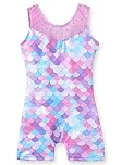 XiaoMoSha Gymnastics Leotards for Girls Sleeveless Unitard Dance Outfit for Kids Gradient Color Sparkly Rainbow Leotards for Little Girls(Mermaid Purple, 2-3 Years)