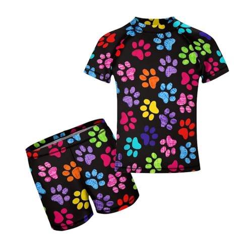Colourful Paw PrintsChildren's Swimsuits Boys Two Piece Suit10-12Yļ¼150cmļ¼