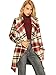 Allegra K Women's Plaid Belted Wrap Overcoat Shawl Collar Asymmetric Hem Fall Winter Coat Small Red White