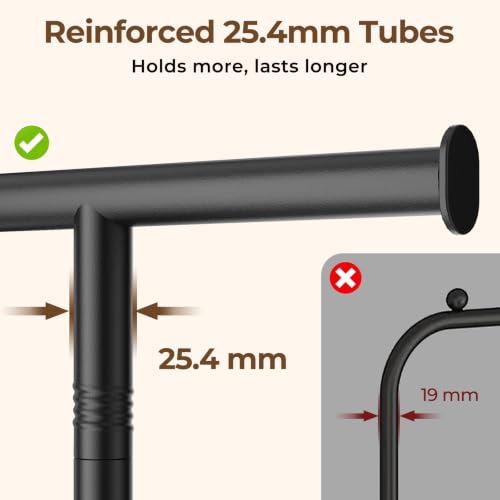 HYSEYY Clothes Rack, Clothing Rack for Hanging Clothes, Rolling Garment Rack Sturdy Coat Rack Portable Wardrobe Rack Metal Closet Rack for Bedroom Laundry Living Room, Black - image 6