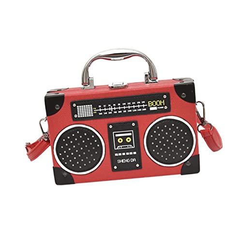 Sac à main fourre-tout femelle rouge avec poches et petite bandoulière en simili cuir