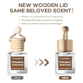 C Classy Car Air Freshener Hanging 2 Pack, Mahogany Teakwood Essential Oil Diffuser for Cars, Cute Glass Bottle Car Accessories for Women & Men Gift, Long-Lasting Fragrance, Made in USA