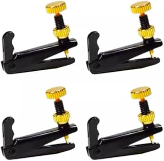 Micro afinador p/violinos 3/4 e 4/4 fixo preto e dourado kit 04 pçs