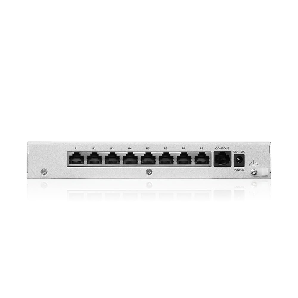 Zyxel USGFLEX100HP ZyWALL Firewall di Sicurezza Informatica ad Alta Velocità | Solo Hardware | VPN | 1x PoE+ | Business Class | Fino a 50 Utenti | Opzione Nebula Cloud | 8x Porte Gigabit (1x PoE+ 30W), 4 Gbps SPI Throughput, Senza Ventola, Console RJ-45,